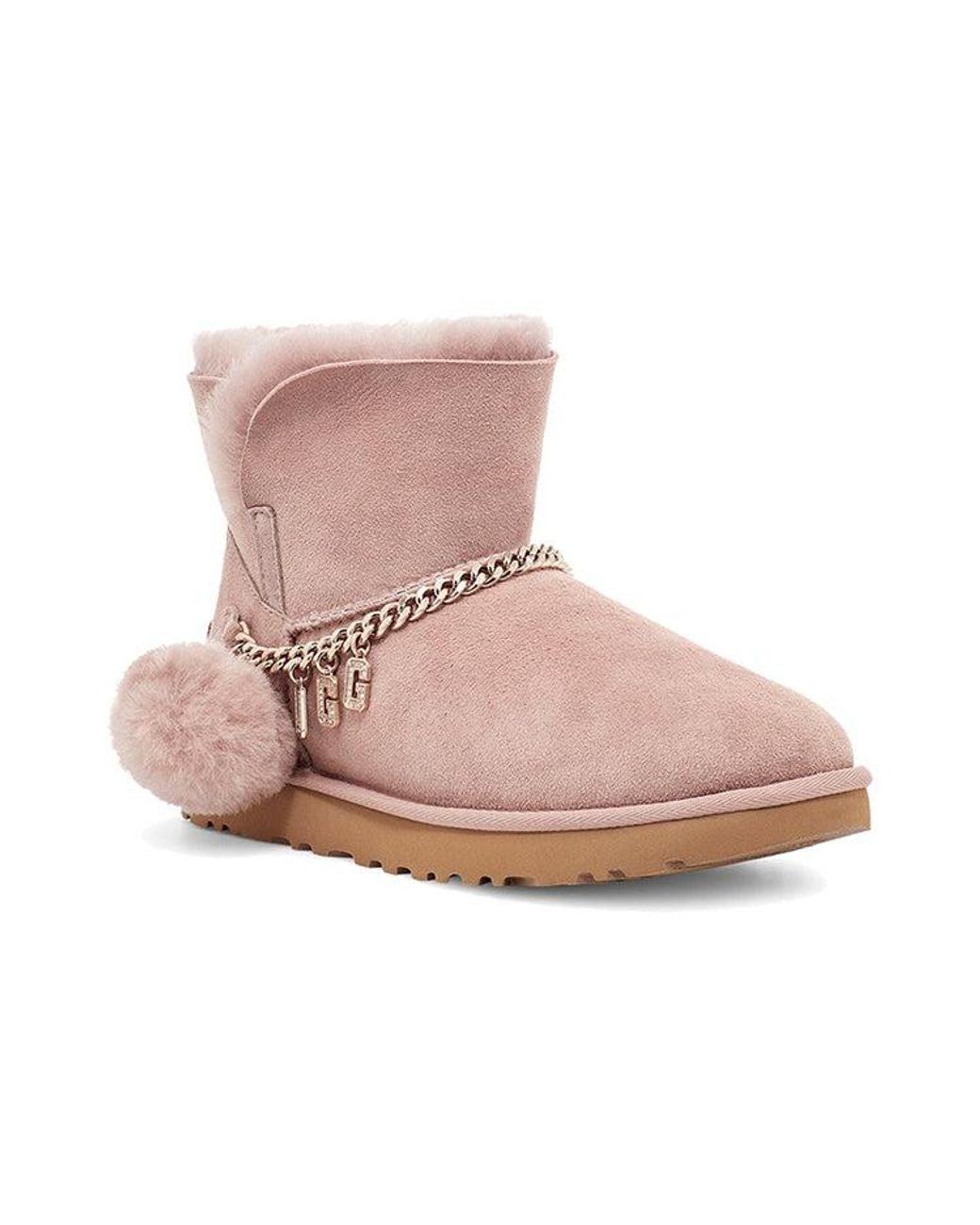 Ugg Pink (Wmns) Classic Charm Mini Stay Warm Fleece Lined