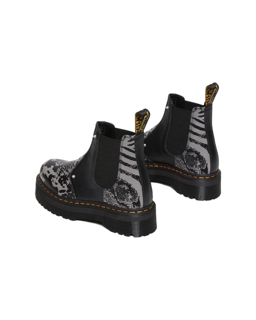 Dr. Martens Black 2976 Quad Platform Animal Print Boots for men