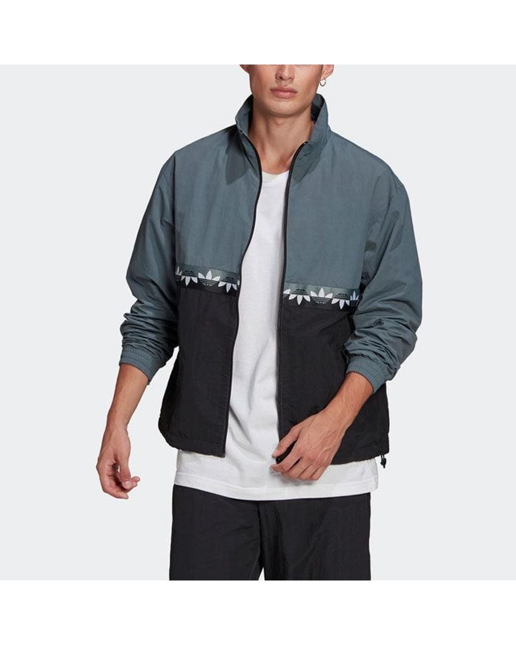 Adidas Gray Originals Adicolour Sliced Trefoil Track Jacket for men