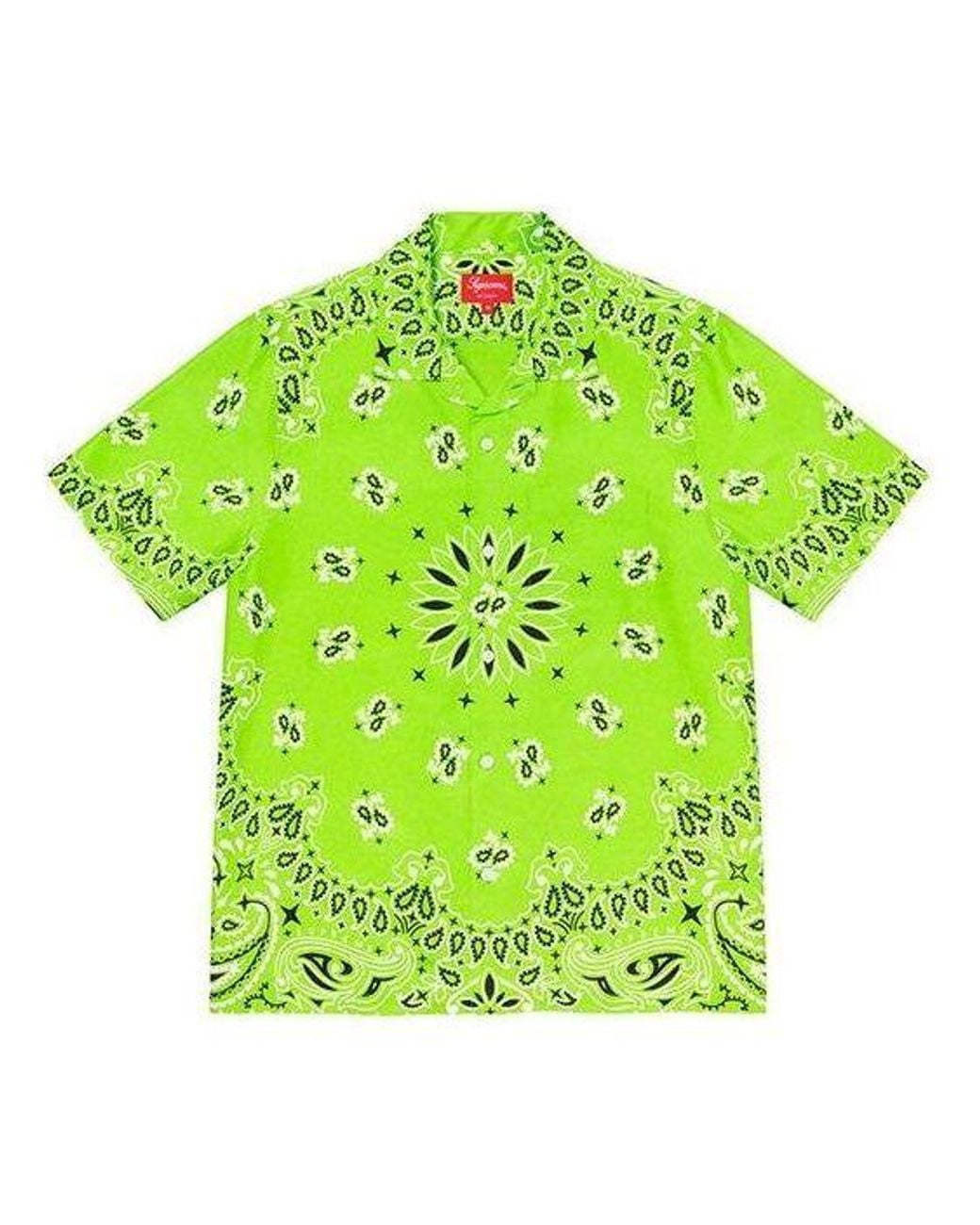 Supreme Green Bandana Silk S/S Shirt for men