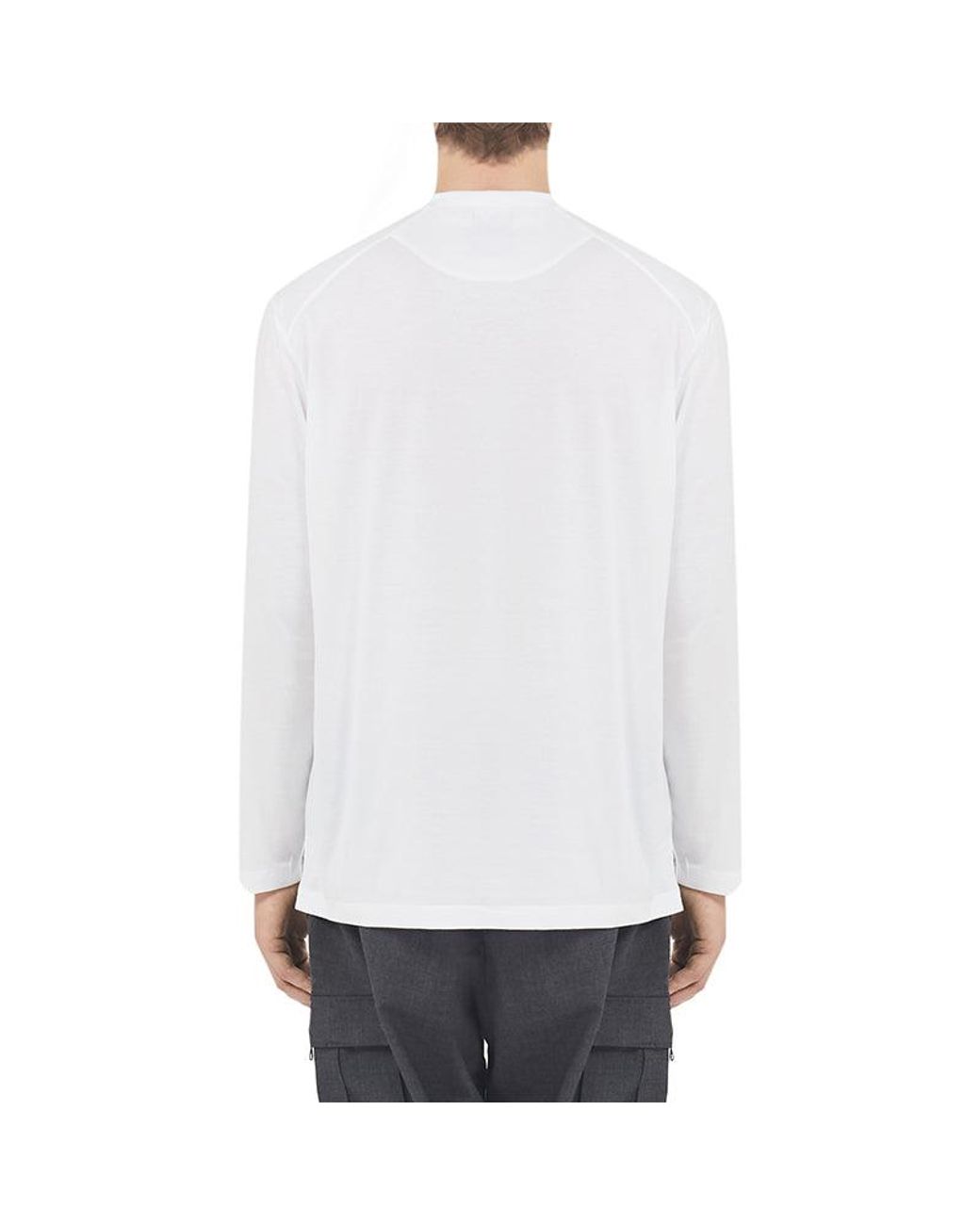 Adidas White Y-3 Round Neck Pullover Logo Long Sleeves T-Shirt for men