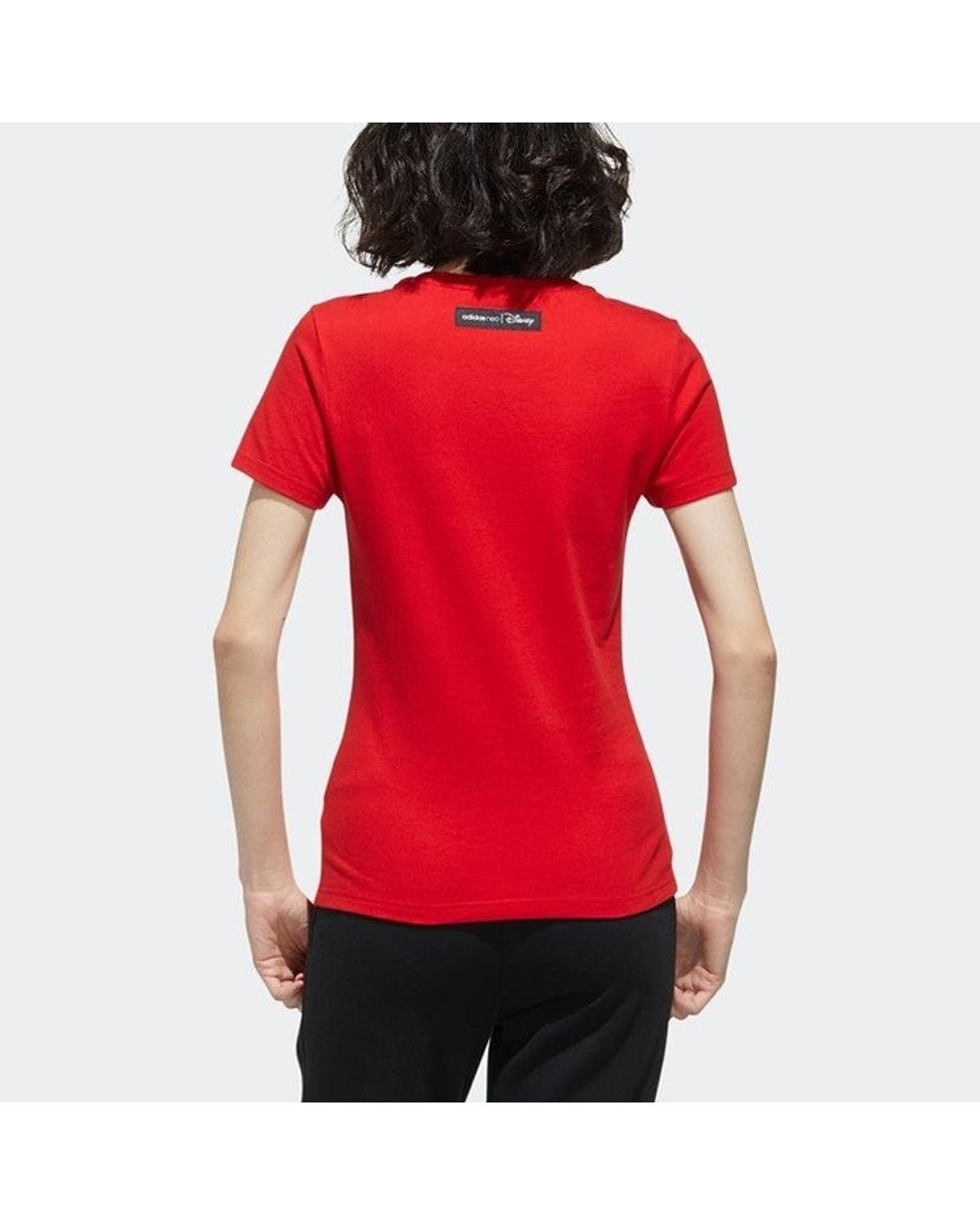 Adidas Red (Wmns) Neo X Disney Mickey Mouse Crossover Casual Sports Round Neck Short Sleeve