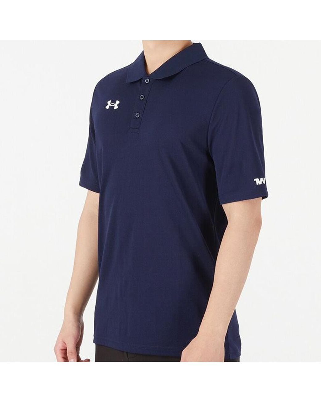 Under Armour Blue Casual Sports Lapel Training Breathable Short Sleeve Polo Shirt for men
