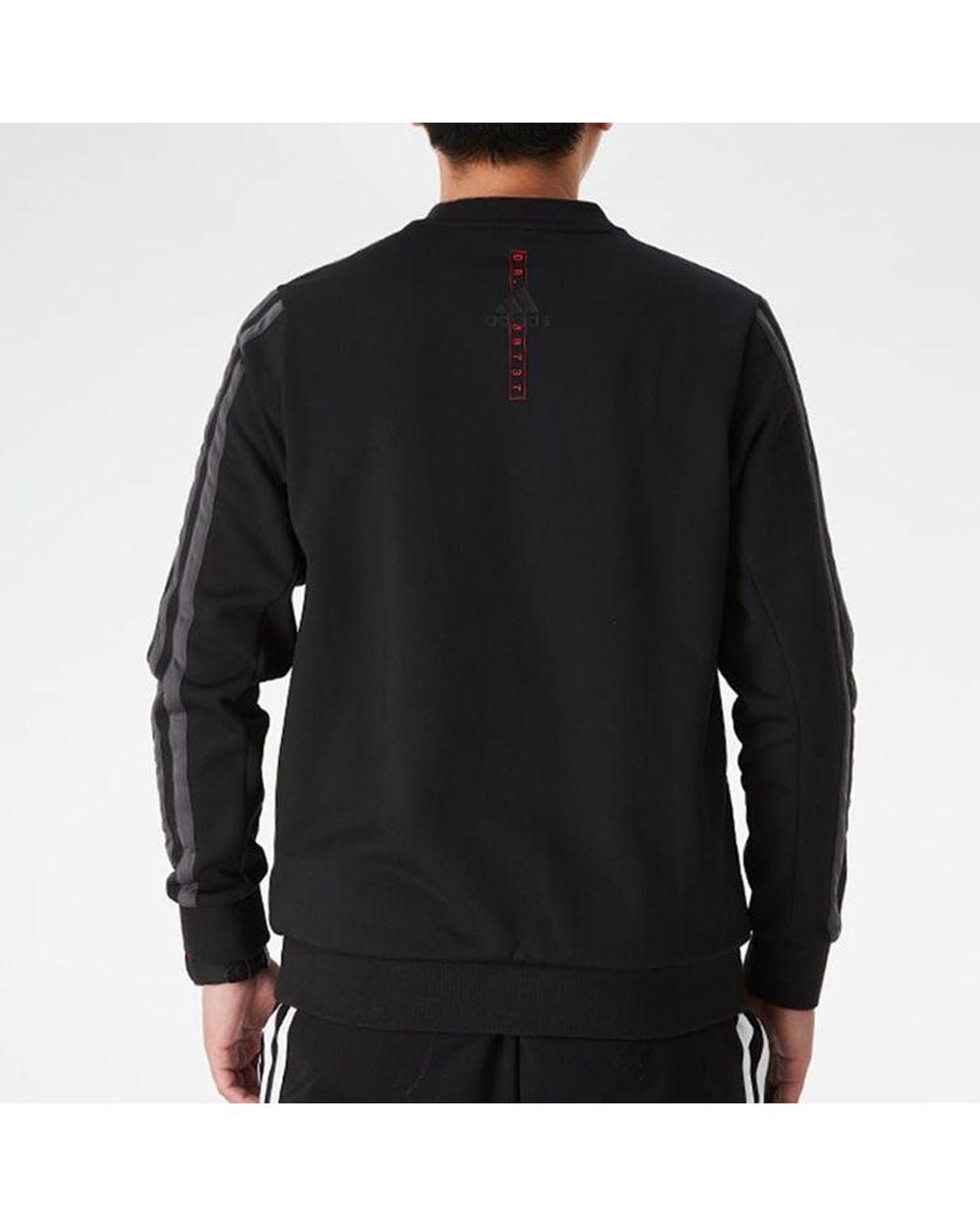 Adidas Blue Rose Crew Printing Fleece Lined Stay Warm Sports Round Neck Pullover for men