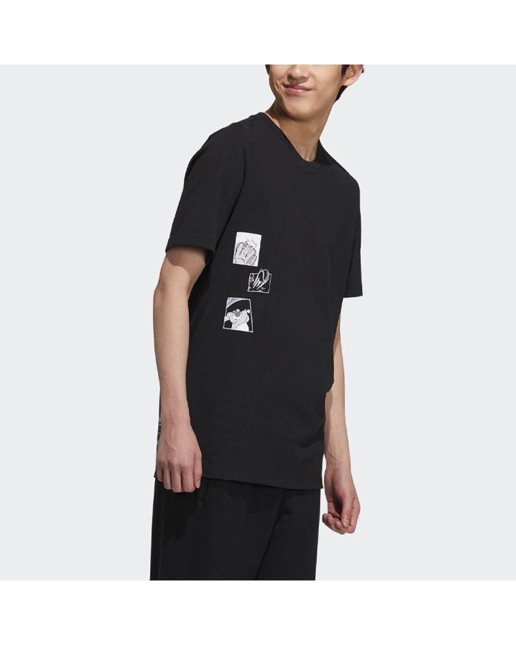 Adidas Black Originals X Pixar Crossover Casual Pattern Printing Short Sleeve Couple Style