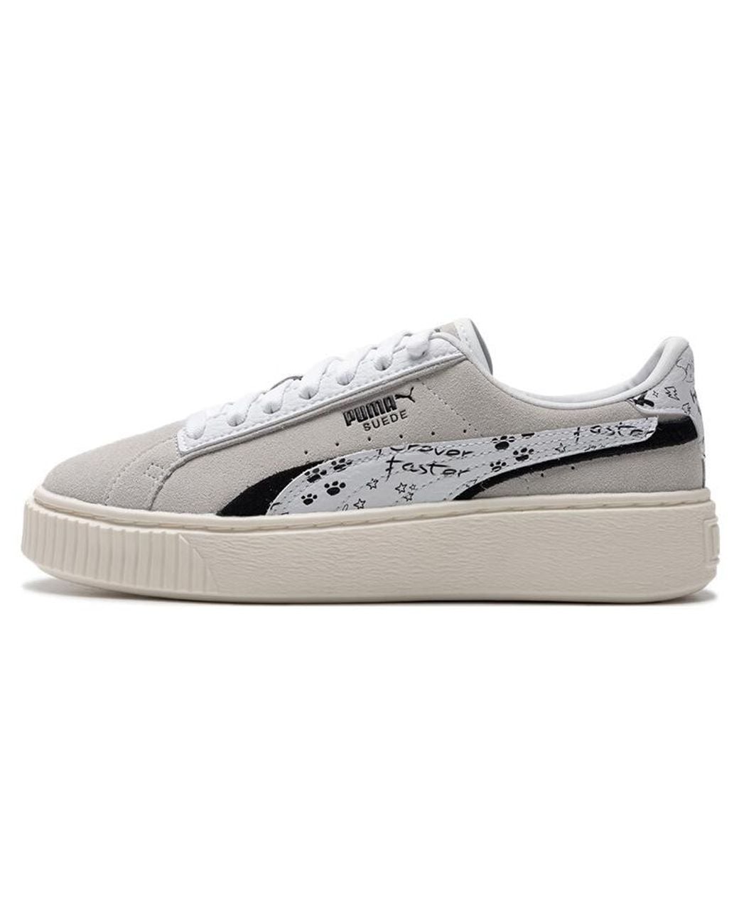 PUMA White (Wmns) Suede Platform Draw