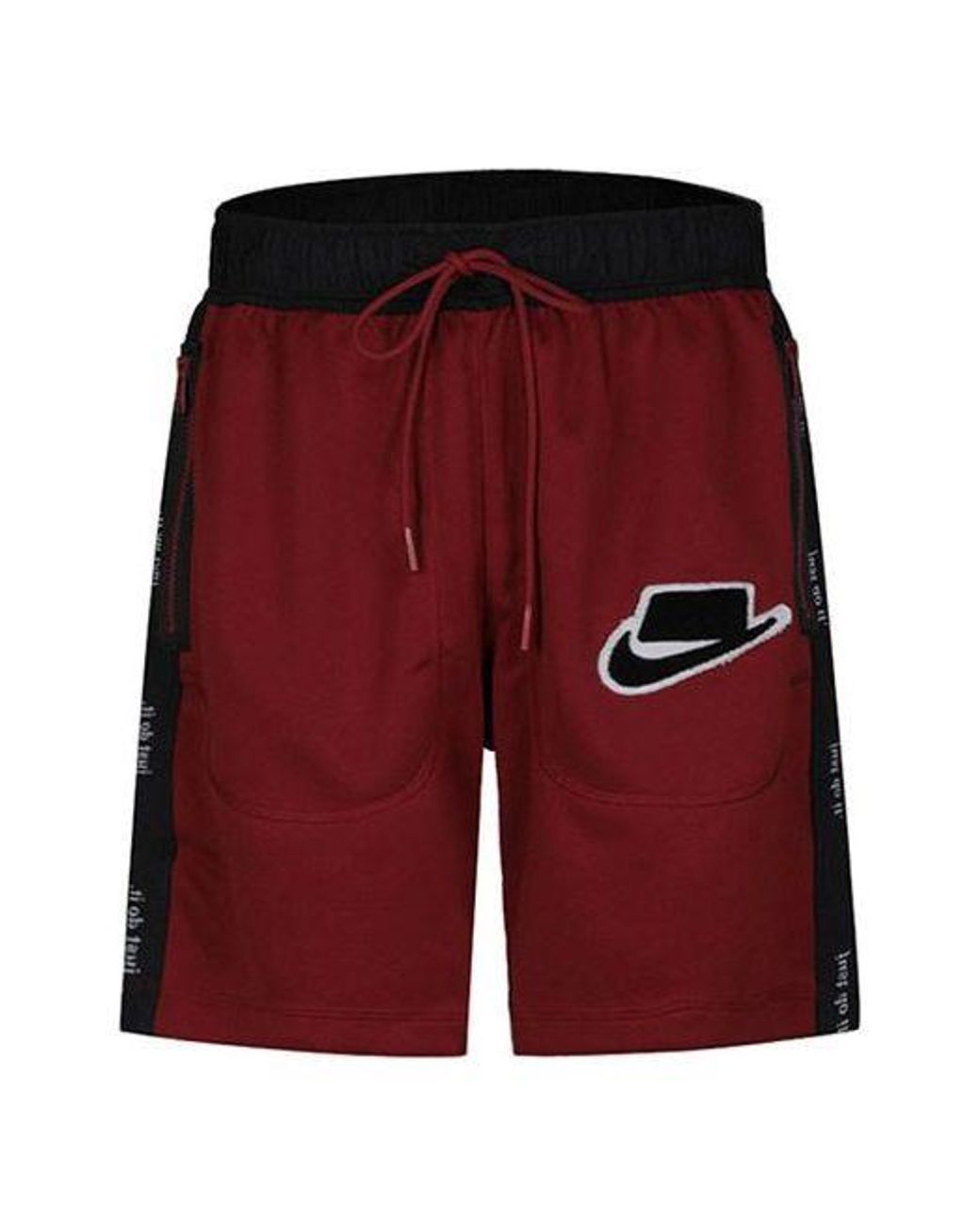 Nike Red Colorblock Logo Alphabet Printing Sports Shorts for men