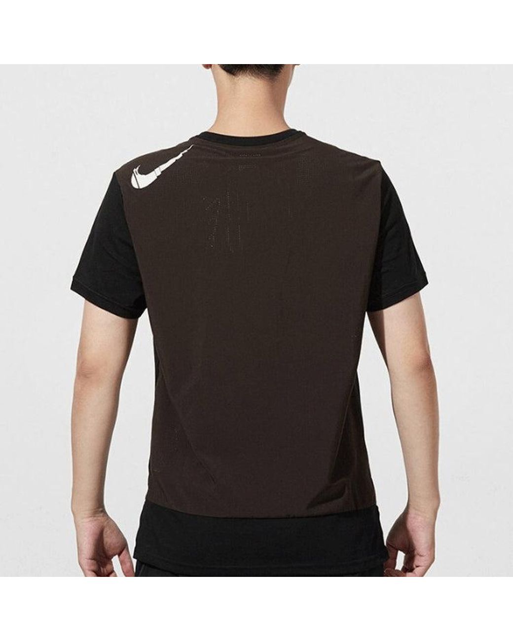 Nike Black Dri-Fit Running Training Quick Dry Breathable Round Neck Short Sleeve for men