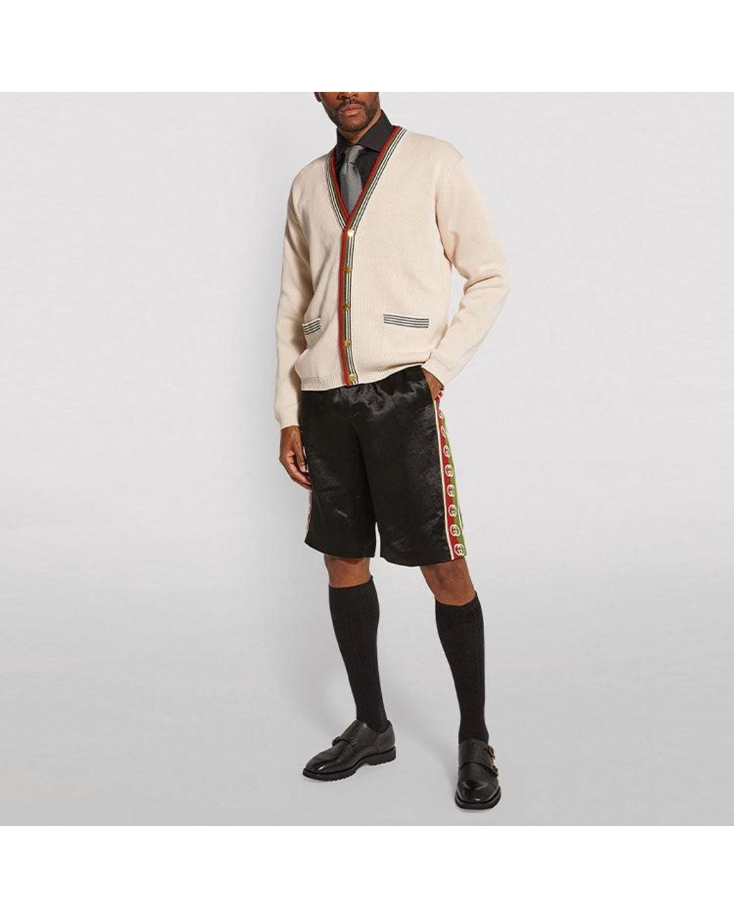 Gucci Natural V-Neck Cotton Cardigan for men