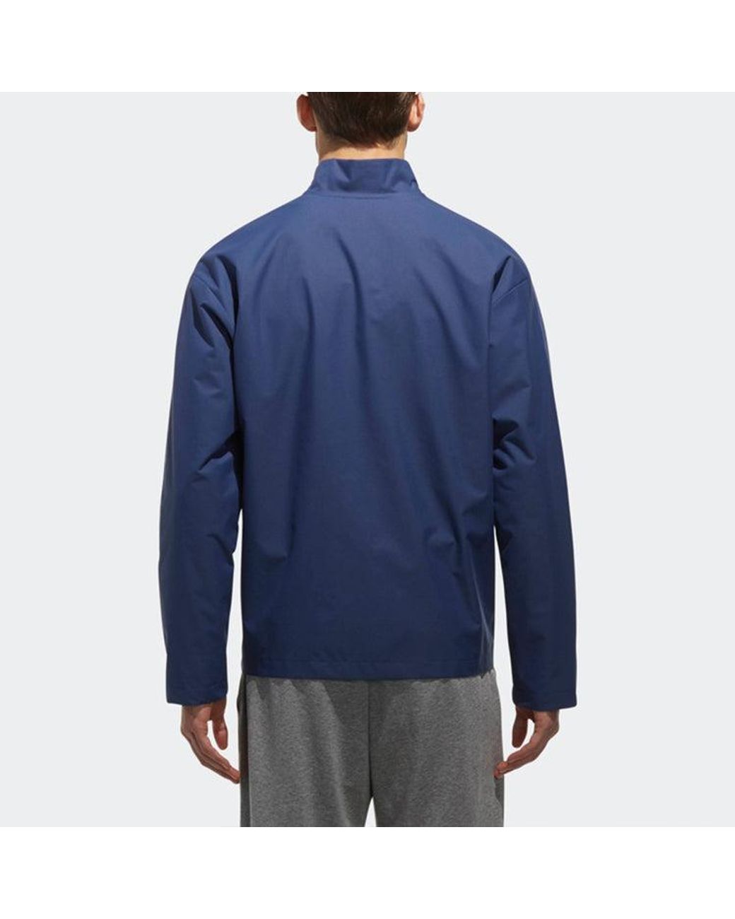 Adidas Blue Logo Printing Solid Color Stand Collar Jacket Autumn for men