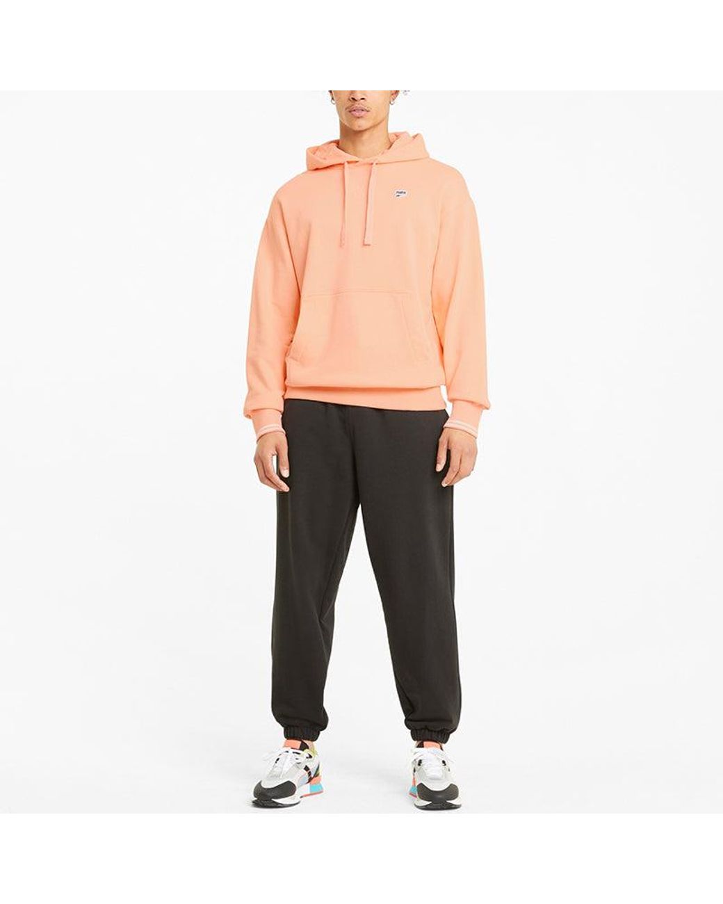 PUMA Orange Downtown Logo Hoodie for men