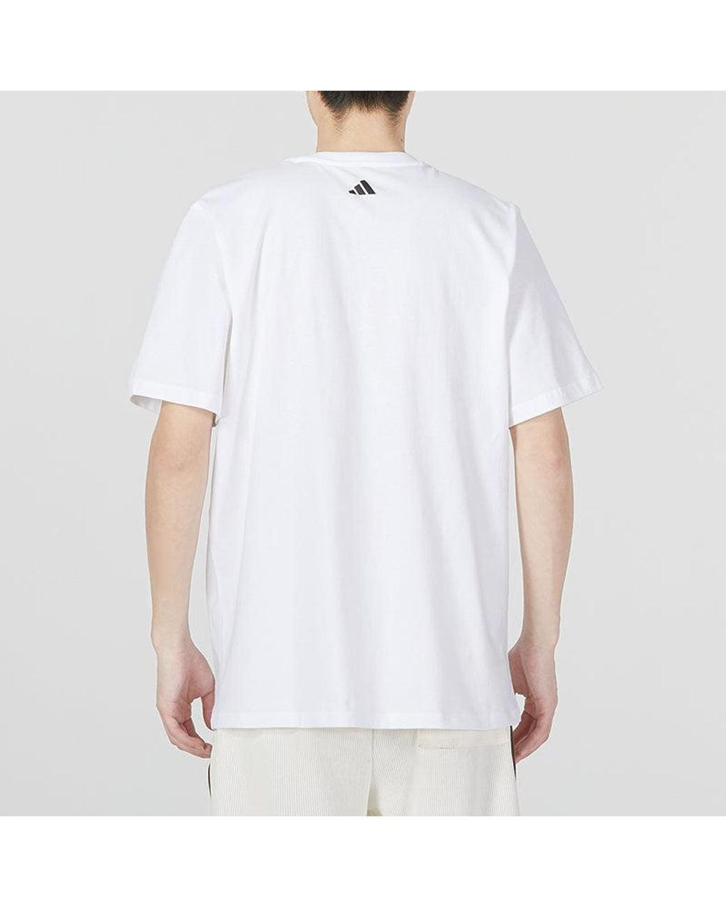 Adidas White Lil' Stripe Basketball Graphic Tee for men