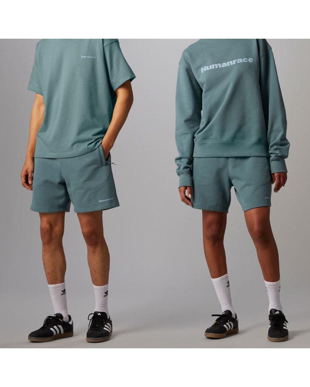 Adidas Blue Originals X Pharrell Williams Crossover Casual Breathable Solid Color Sports Shorts Green for men