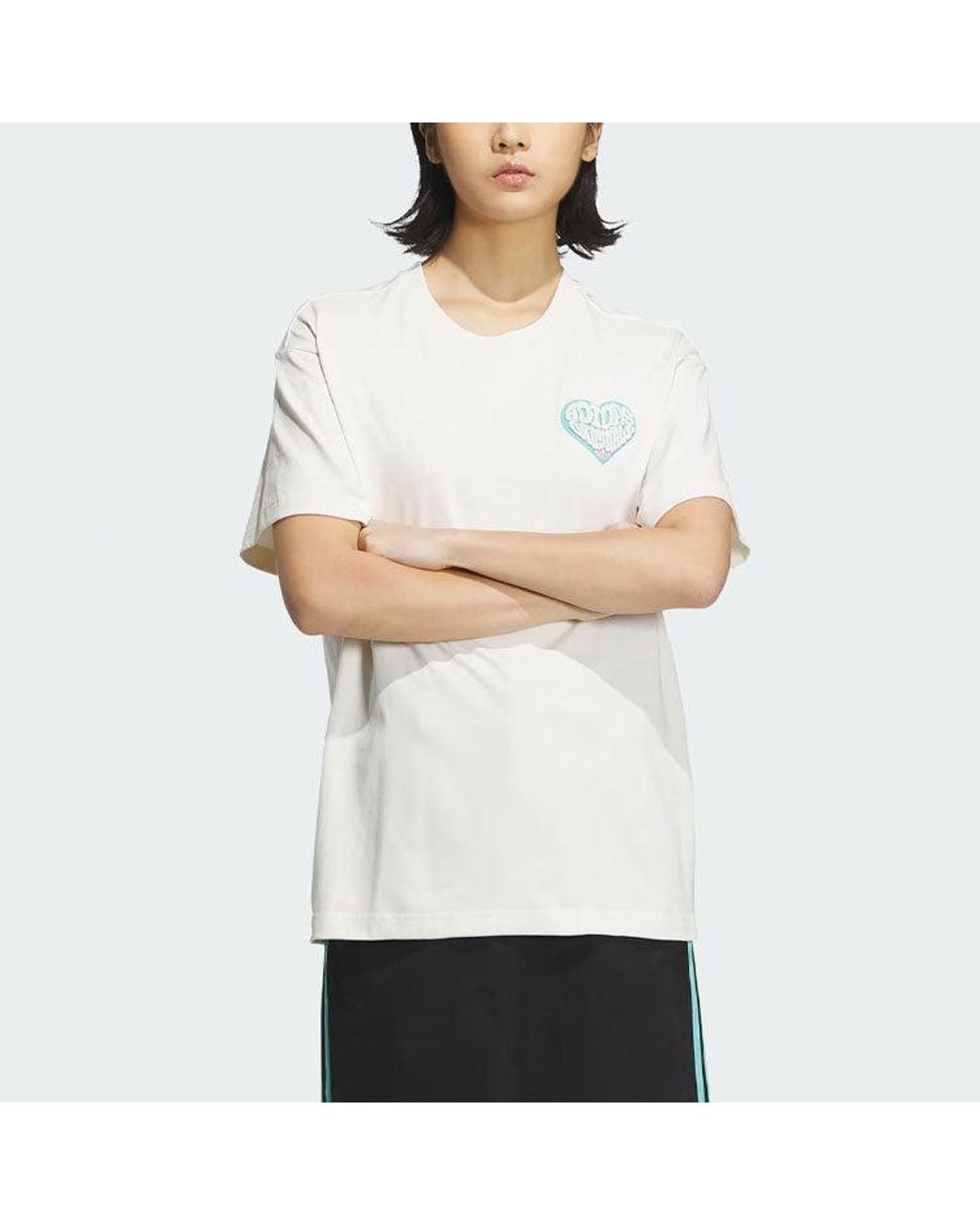 Adidas White Originals V-Day Short Sleeve T-Shirt (Gender Neutral) Asia Sizing for men