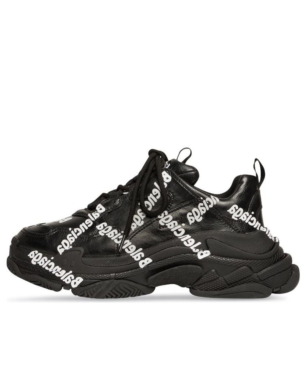 Balenciaga Black Triple S Logotype Sneakers for men