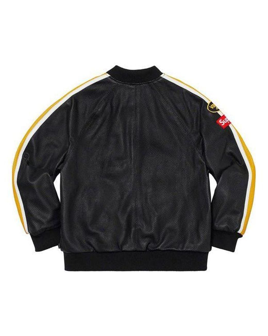 Supreme Black X Vanson Leathers Perforated Bomber Jacket for men