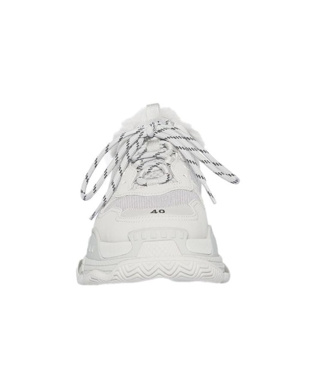 Balenciaga White (Wmns) Triple S Sneaker 'Faux Fur