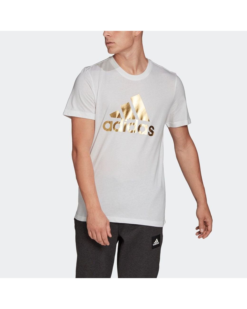 Adidas White 8-Bit Foil Grfx Printed Short Sleeve Tee for men