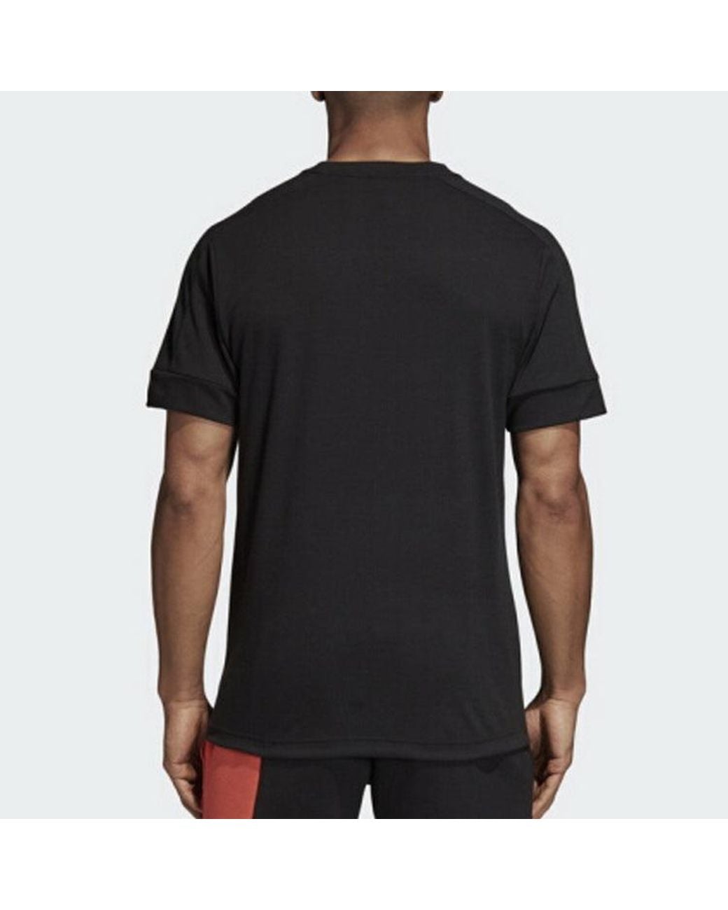 Adidas Black Large Logo Printing Round Neck Pullover Short Sleeve T-Shirt for men