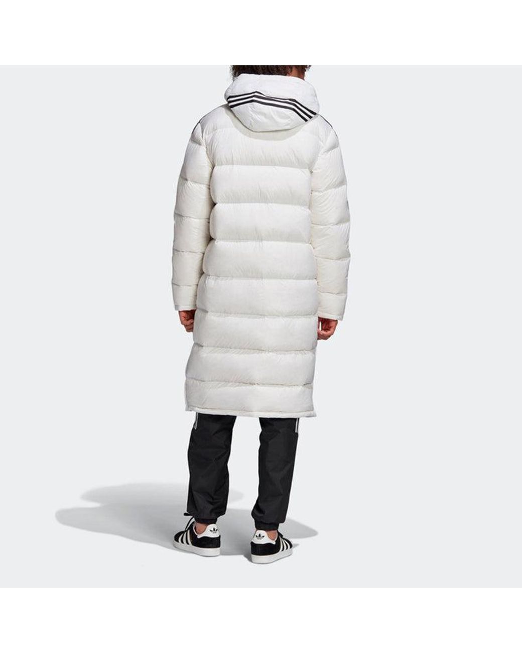 Adidas Gray Originals Long Down Jkt Stay Warm Sports Hooded Down Jacket for men