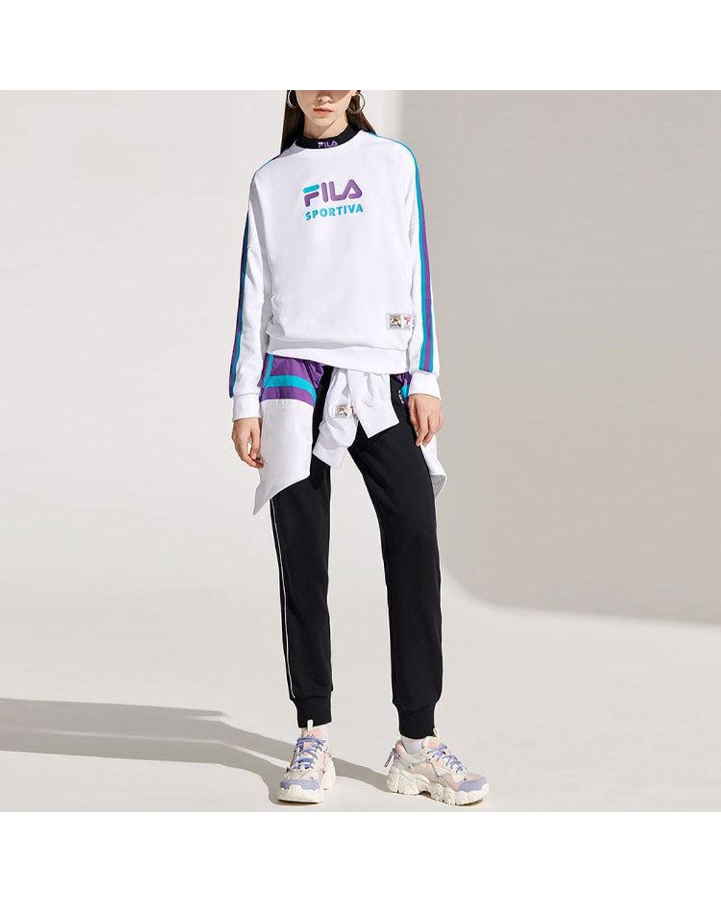 Fila Blue (Wmns) Fila Athleisure Sports Round Neck Pullover