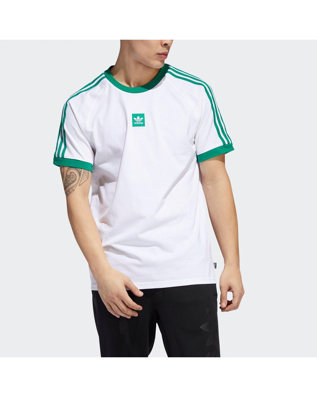 Adidas Blue Originals Printing Casual Sports Round Neck Short Sleeve for men
