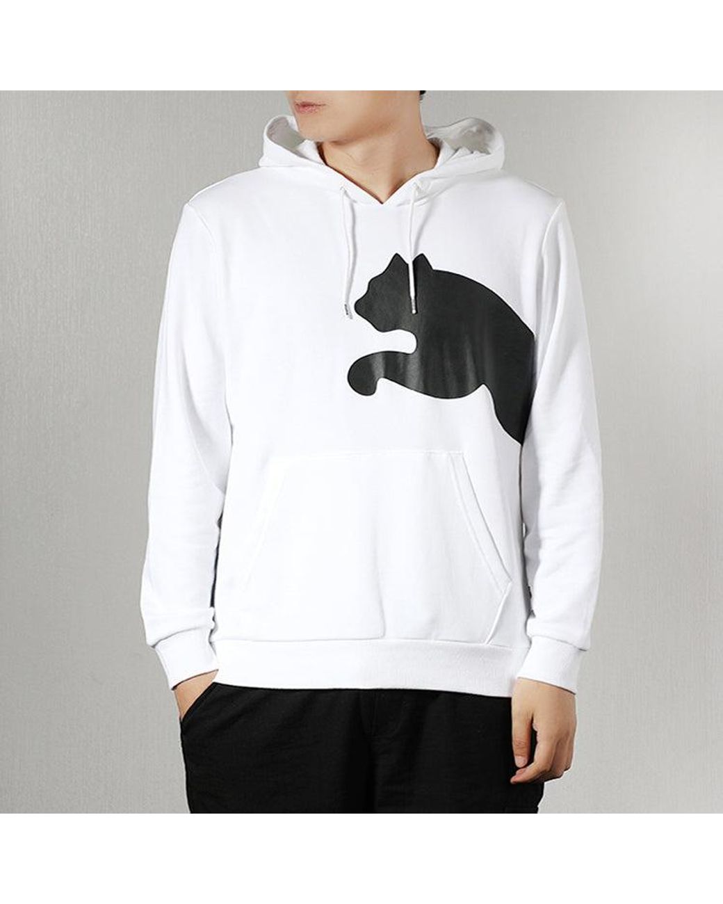 PUMA Gray Knit Casual Hooded Long Sleeves Pullover for men