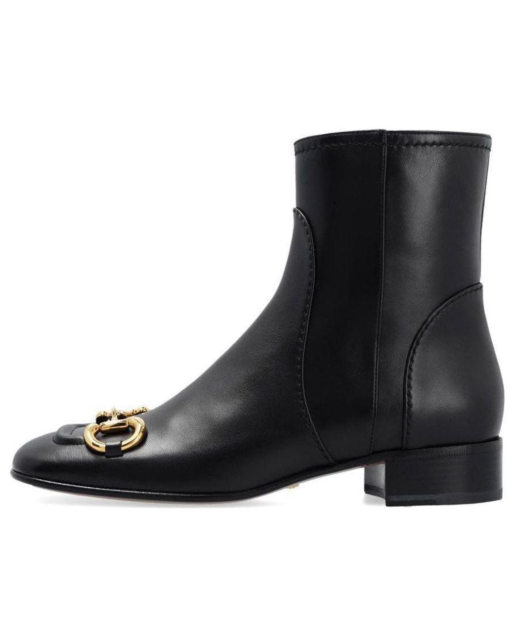 Gucci Black (Wmns) Horsebit Leather Ankle Boots