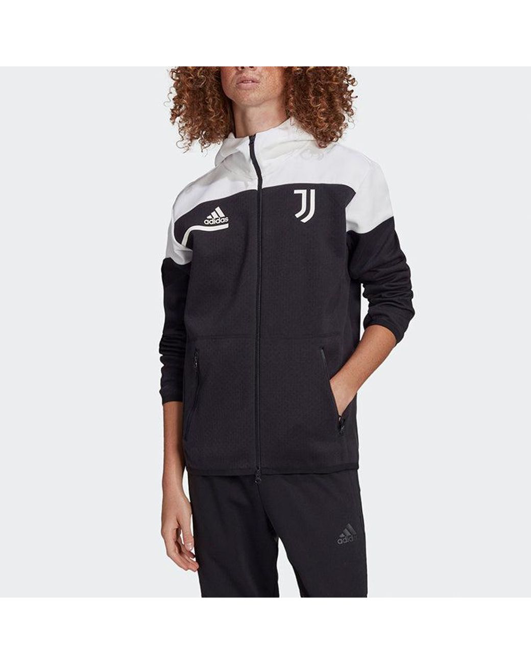 Adidas Black Juve Zne 20-21 Season Juventus Soccer/Football Sports Jacket for men
