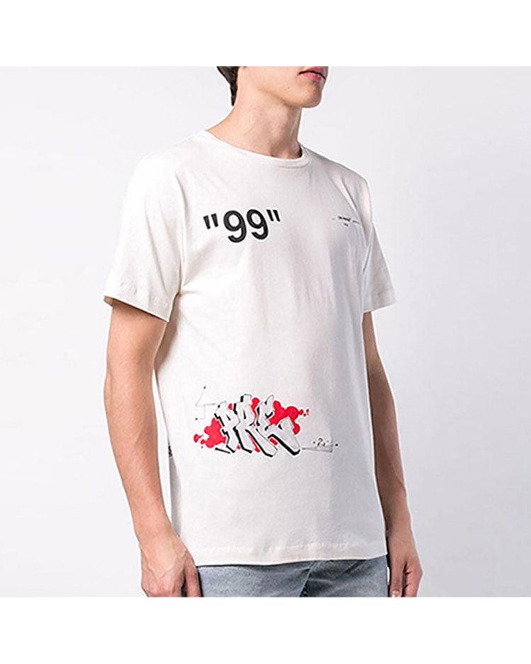 Off-White c/o Virgil Abloh White Graffiti Printing Short Sleeve for men