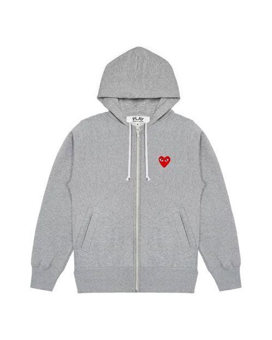 COMME DES GARÇONS PLAY Gray (Wmns) Five Heats Logo Zip Hooded Jacket