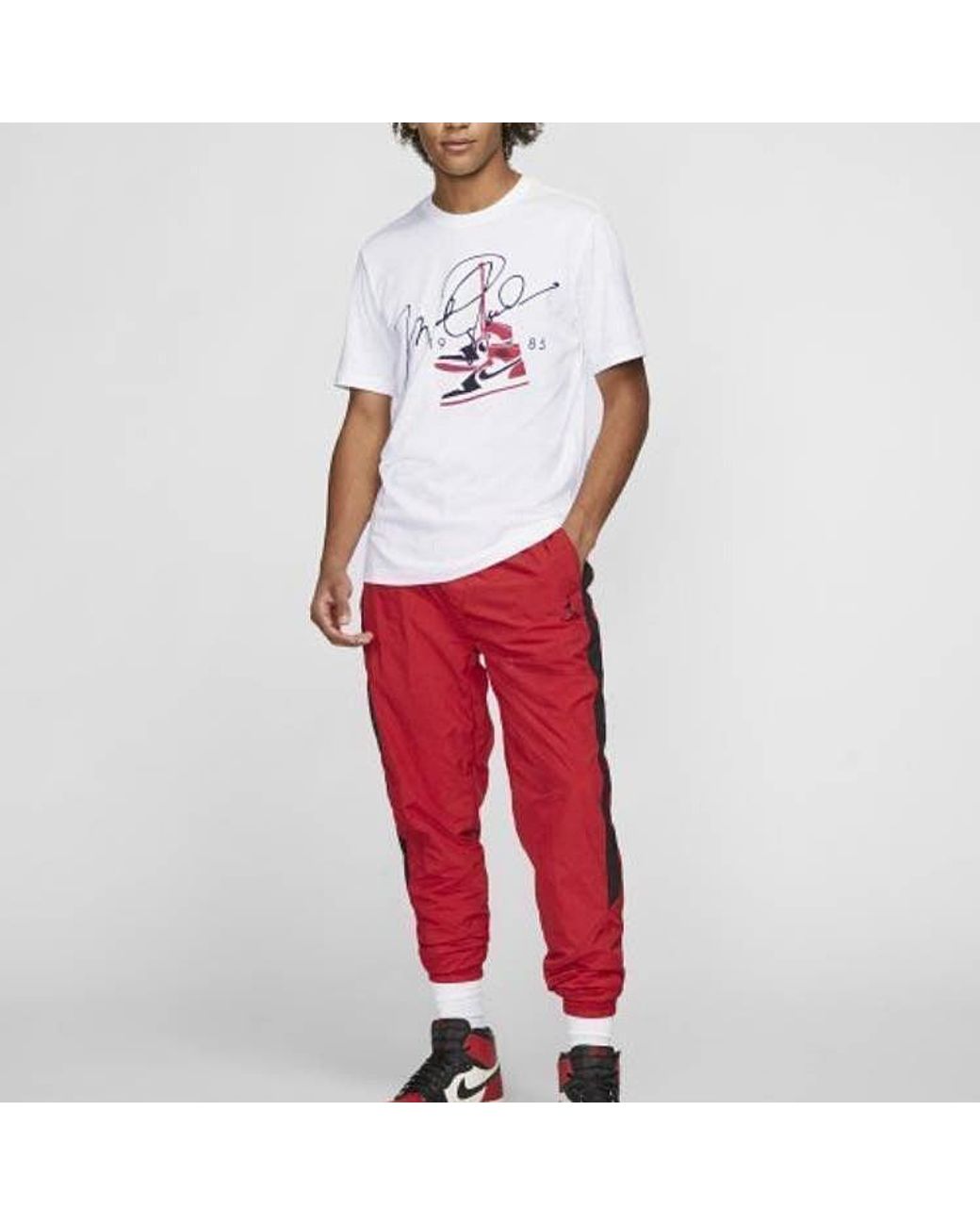 Nike White Jordan Aj85 Signature Printing Short Sleeve T-Shirt for men