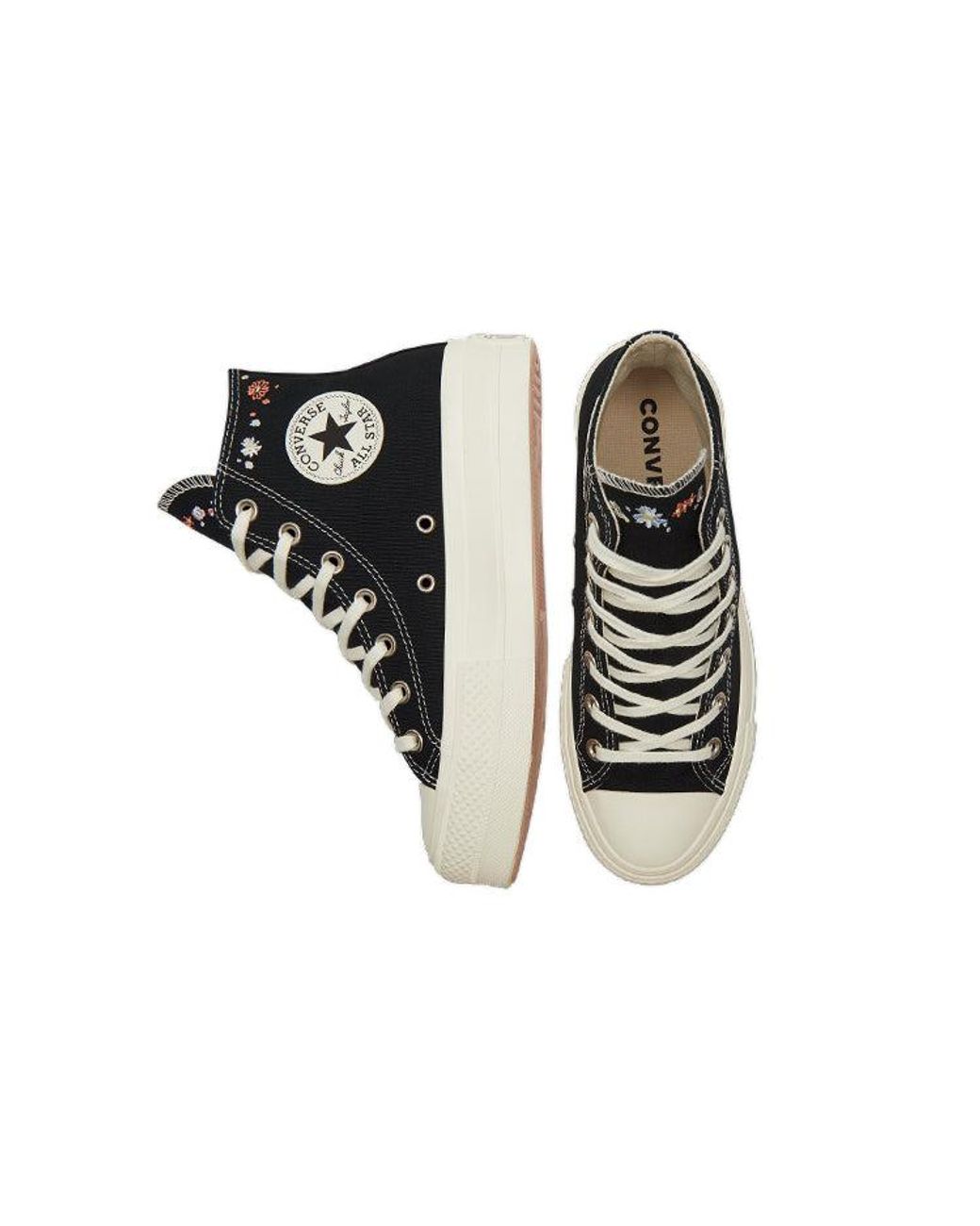 Converse Black (Wmns) Chuck Taylor All Star Lift Platform High 'Embroidered Floral