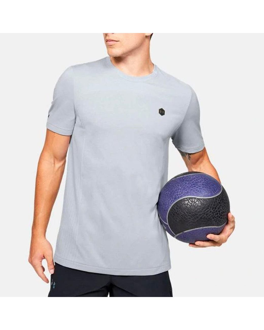 Under Armour Gray Rush Seamless Fitted T-Shirt for men