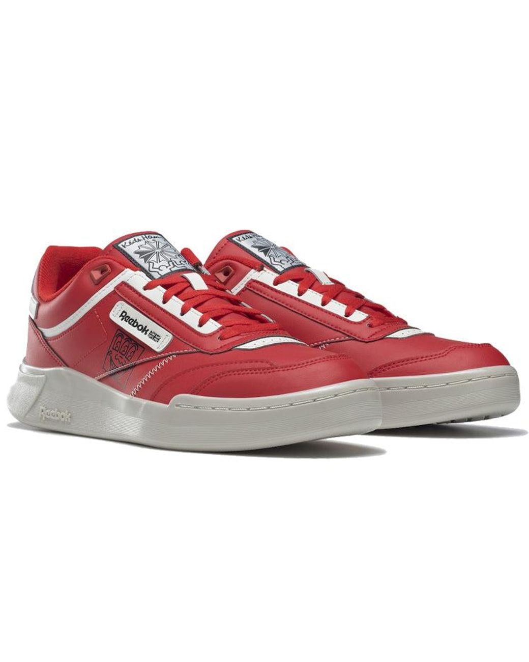 Reebok Red Keith Haring X Club C Legacy 'Three-Eyed Smiling Face'