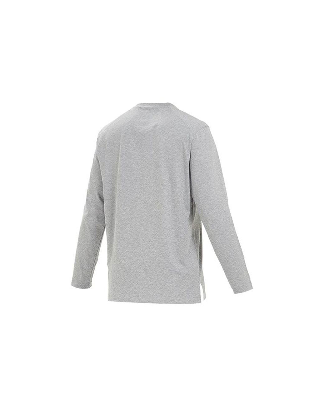 Adidas Gray Y-3 Logo Pattern Micro Mark Casual Long Sleeves Round Neck T-Shirt for men