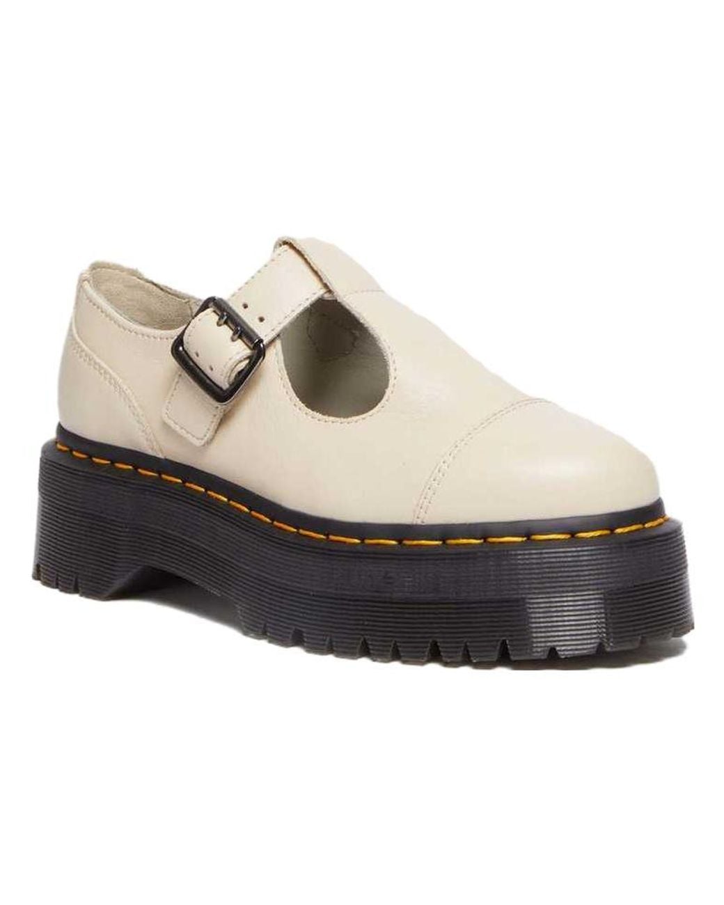 Dr. Martens White (Wmns) Bethan Pisa Leather Platform Mary Jane 'Parchment'
