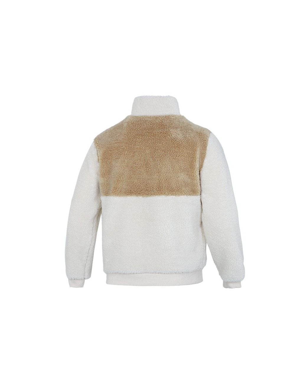 PUMA White Colorblock Lamb's Wool Stay Warm Sports Stand Collar Logo Jacket for men