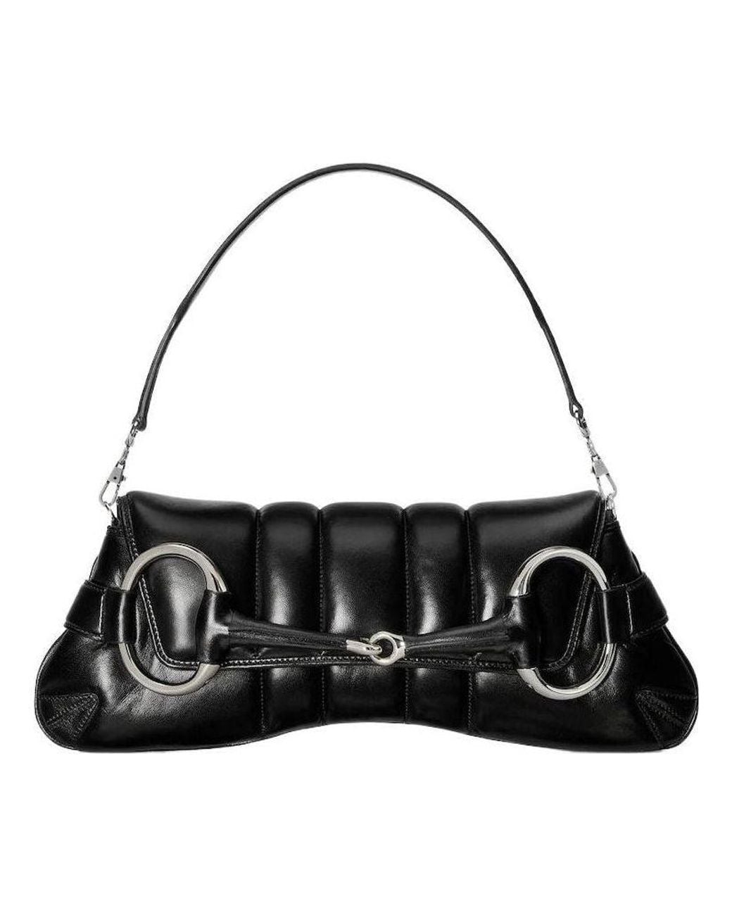 Gucci Black (Wmns) Horsebit Chain Medium Shoulder Bag