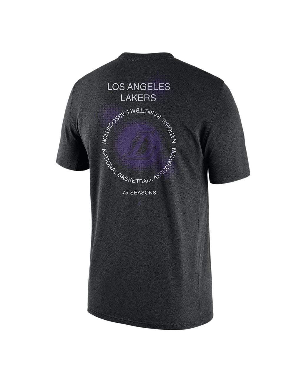 Nike X Nba Crossover Los Angeles Lakers Courtside Pattern Printing Round Neck Short Sleeve Black for men