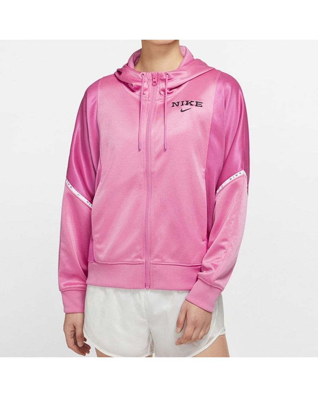 Nike Pink (Wmns) Sportswear Logo Printing Hooded Jacket Coat