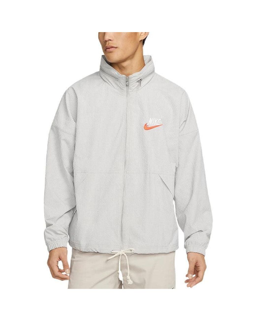 Nike Gray Sportswear Alphabet Logo Woven Jacket Light Mineral for men
