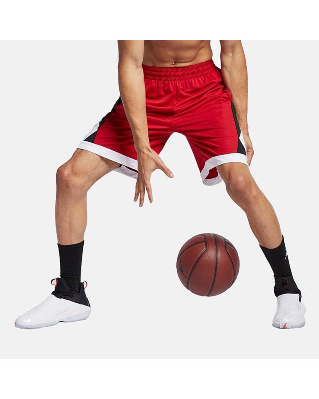 Nike Red Side Logo Basketball Sports Shorts for men