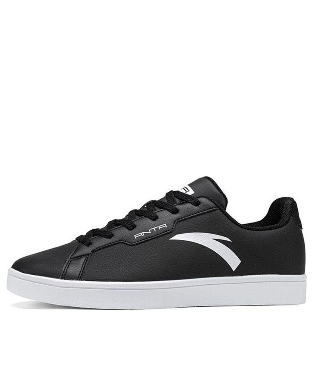 Anta Black Leather Skateboarding Shoes for men