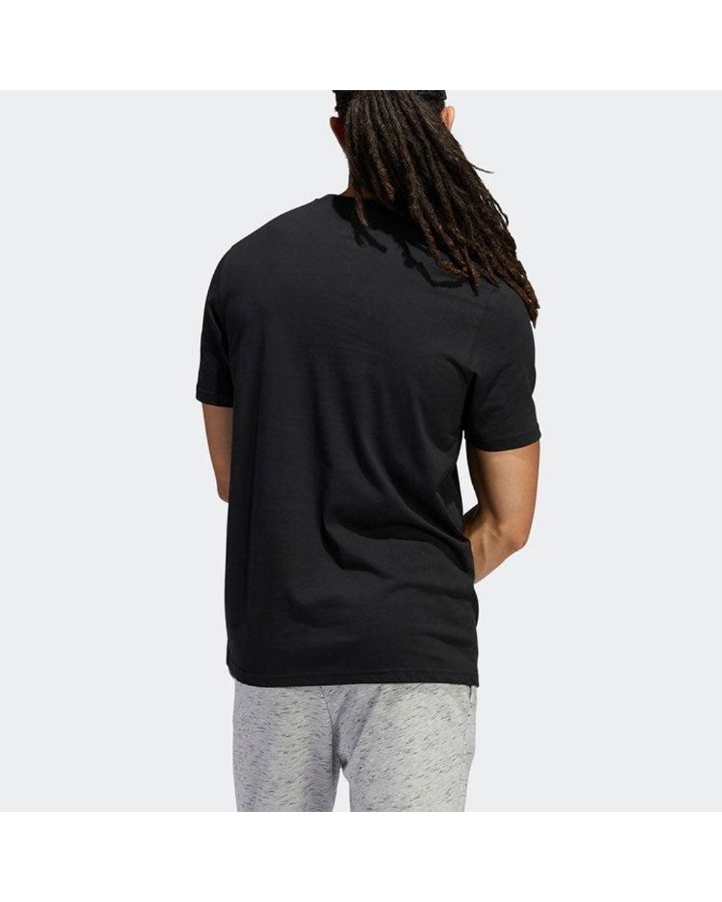Adidas Black Alphabet Logo Round Neck Short Sleeve T-Shirt for men