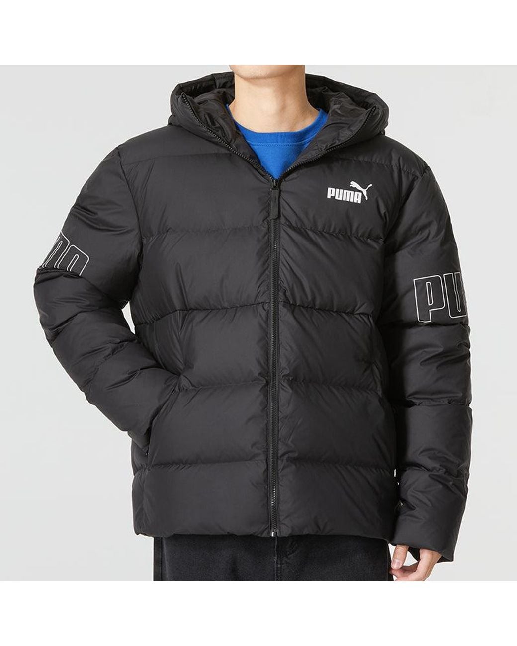 PUMA Black Power Hooded Down Puffer Jacket for men