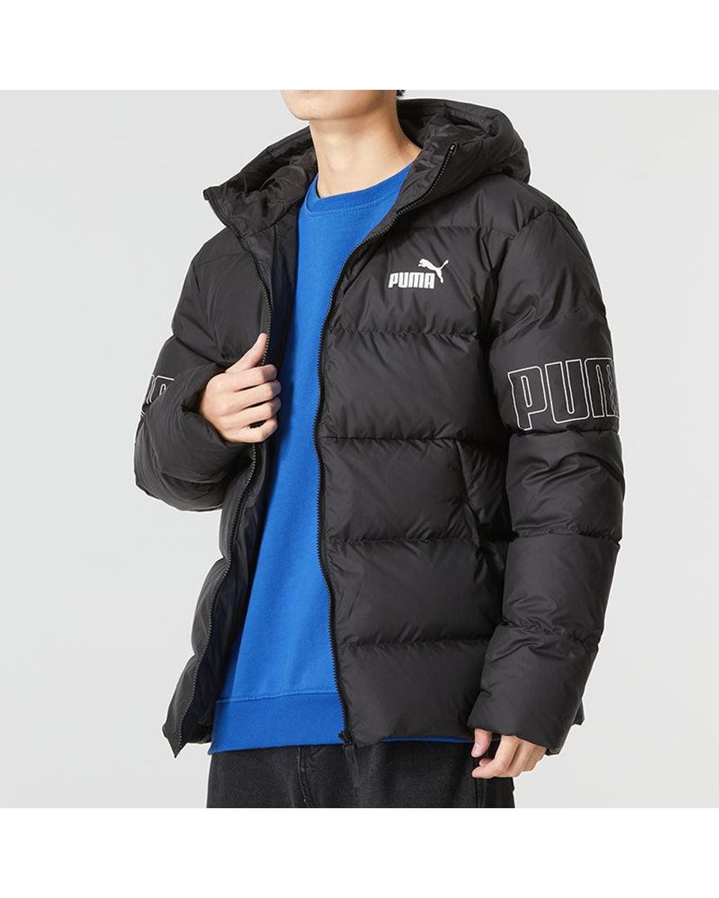 PUMA Black Power Hooded Down Puffer Jacket for men