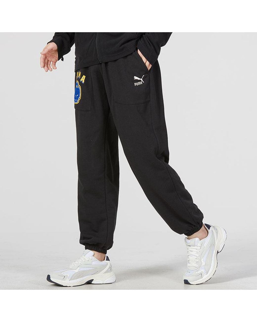 PUMA Black Team Pants Tr Logo Pants for men