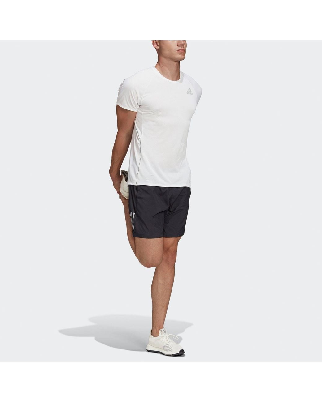 Adidas White Adi Runner Tee Reflective Running Sports Short Sleeve for men