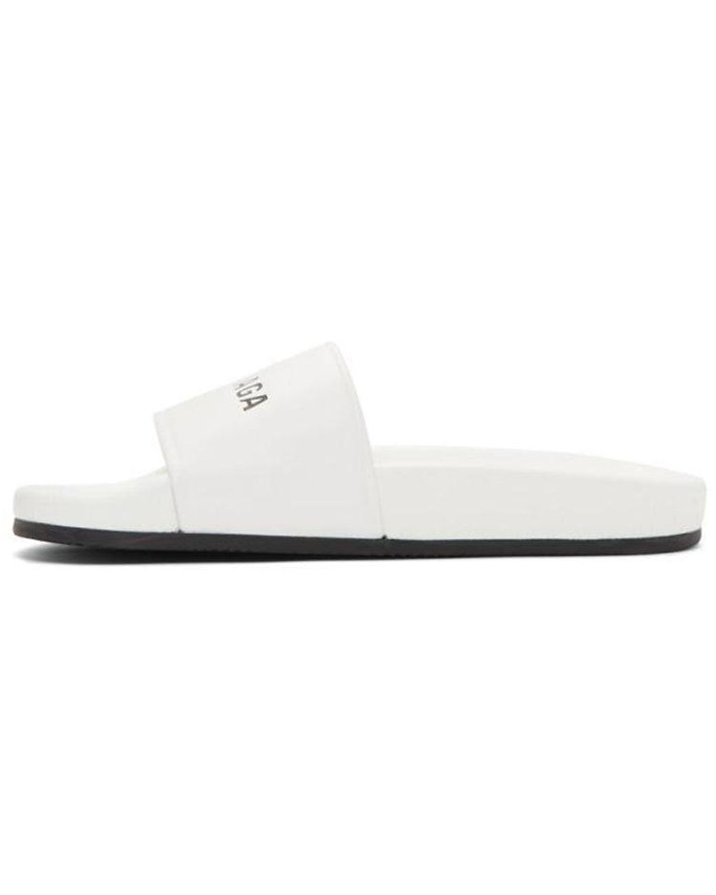Balenciaga White Classic Logo Slide for men